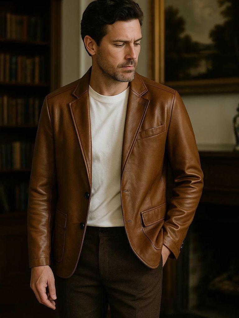 Jonas™ | Caramel Colored Leather Jacket