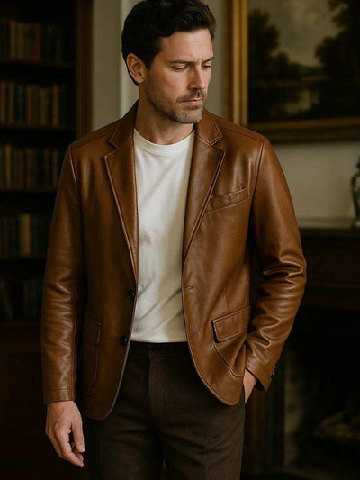 Jonas™ | Caramel Colored Leather Jacket