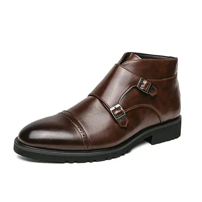 Darell | Double Monk Strap Orthopedic Leather Boots