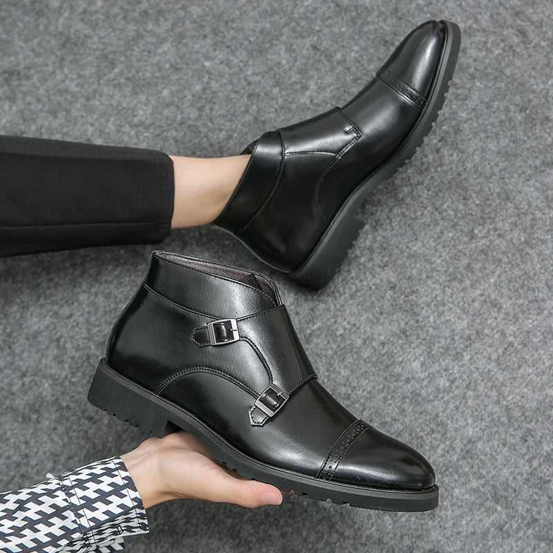 Darell | Double Monk Strap Orthopedic Leather Boots