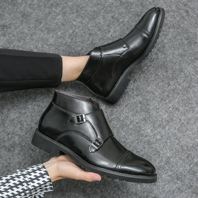 Darell | Double Monk Strap Orthopedic Leather Boots