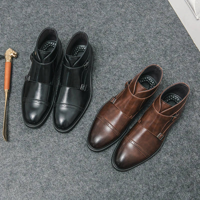Darell | Double Monk Strap Orthopedic Leather Boots