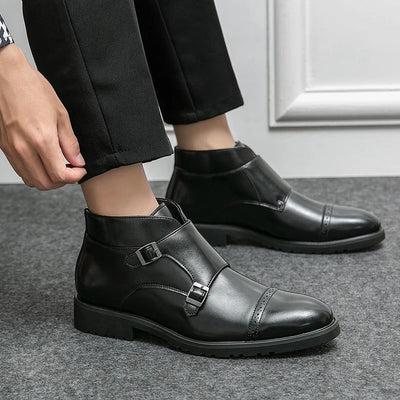 Darell | Double Monk Strap Orthopedic Leather Boots