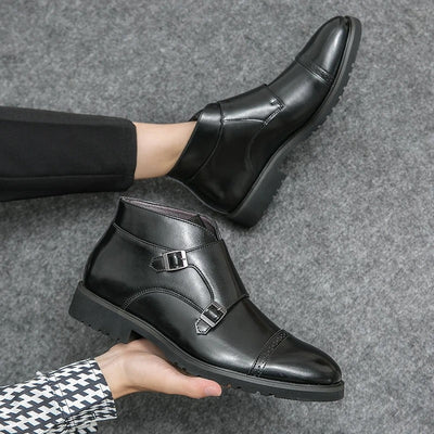 Darell | Double Monk Strap Orthopedic Leather Boots
